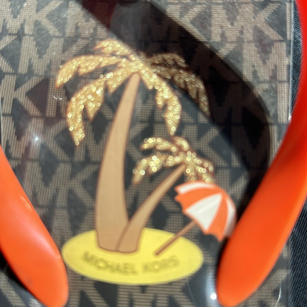 Michael Kors Womens Orange Flip Flop Sandals - Picture 3 of 6
